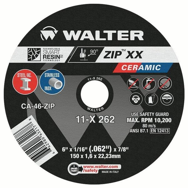 Walter Surface Technologies Zip xx Cut-Off Wheel 6'' x 1/16'' x 7/8'' T1 11X262